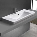 CeraStyle 068300-U/D Drop In Sink in Ceramic, Modern, Rectangular